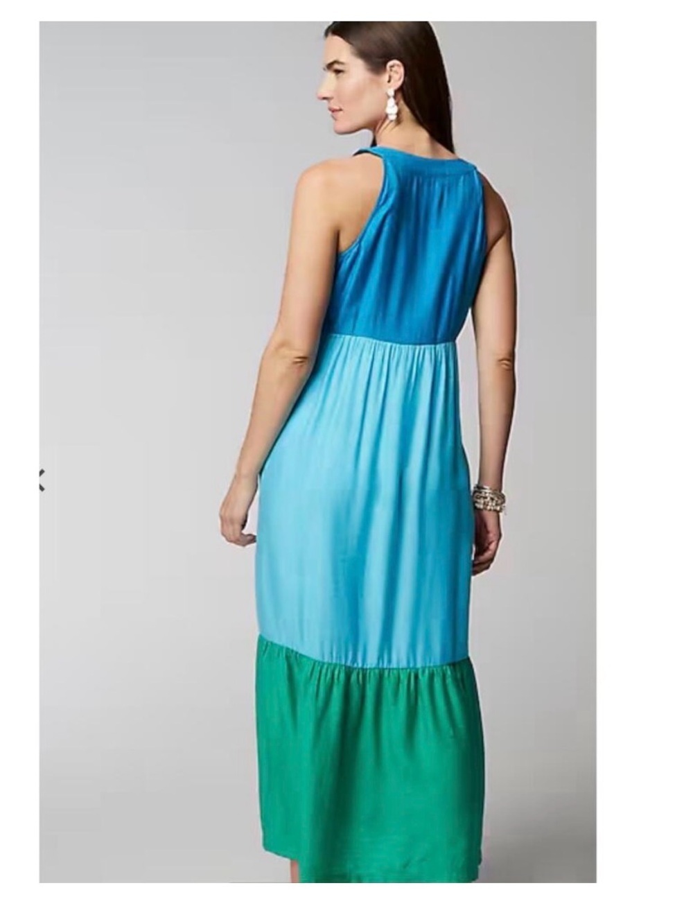 J. Jill Color-Block Maxi Dress in Mediterranean Multi Pockets Size XS - Picture 2 of 13